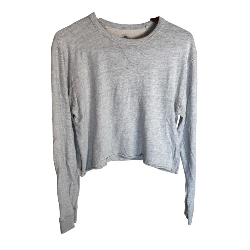 Faherty Organic Cotton Crewneck Pullover Sweatshirt Cropped Grey‎ Size Medium